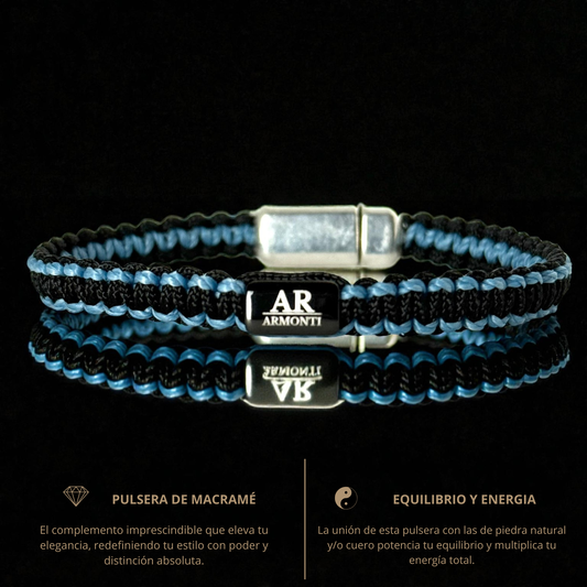 Pulsera MACRAMÉ Negra y azul hombre