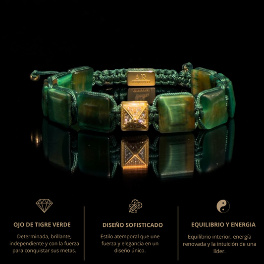 Pulsera de Ojo de Tigre Verde para Mujer