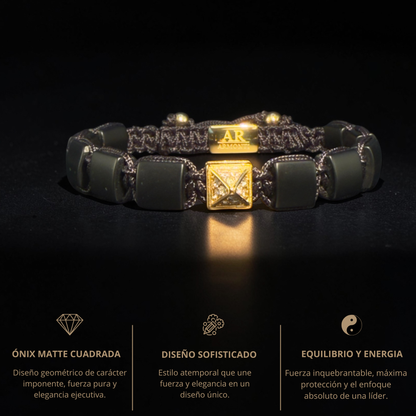 Pulsera de Ónix Negro Mate para Mujer