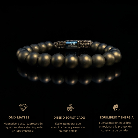 Pulsera piedra redonda ONIX MATTE para HOMBRE