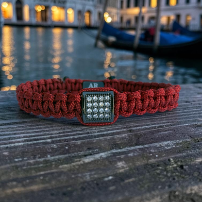 Pulsera roja MACRAMÉ CIRCONITA para mujer