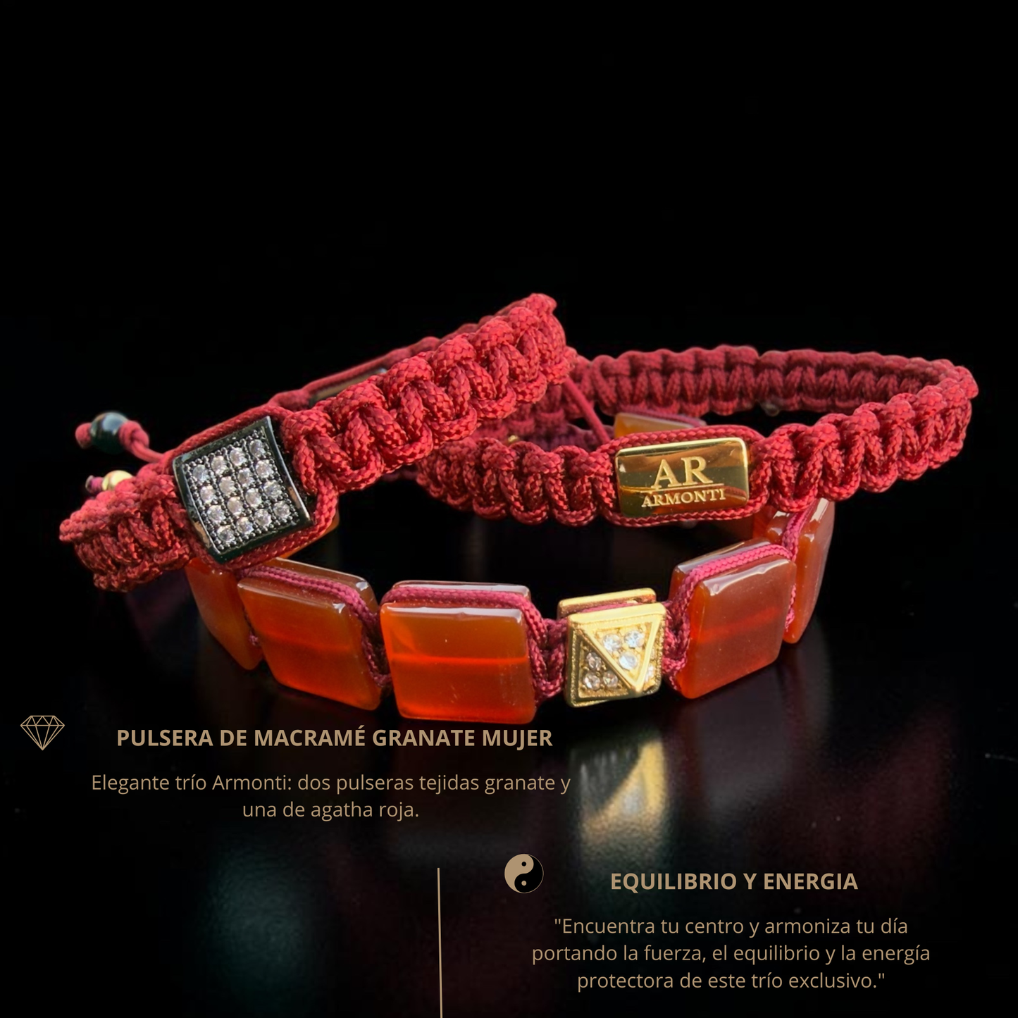 Pulsera roja MACRAMÉ CIRCONITA para mujer