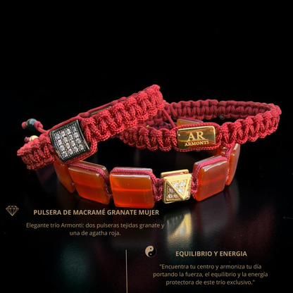 Pulsera roja MACRAMÉ CIRCONITA para mujer