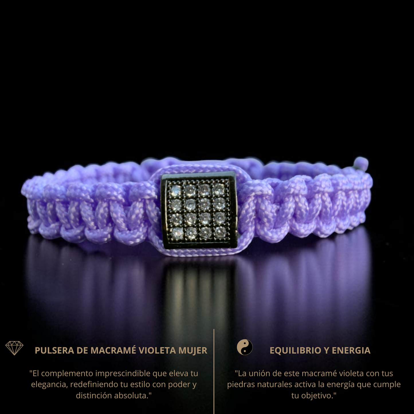 Pulsera violeta MACRAMÉ CIRCONITA para mujer