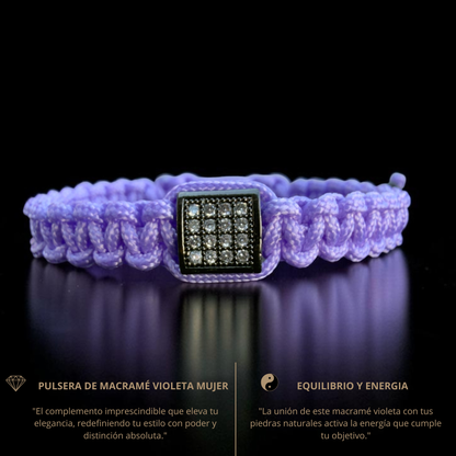 Pulsera violeta MACRAMÉ CIRCONITA para mujer