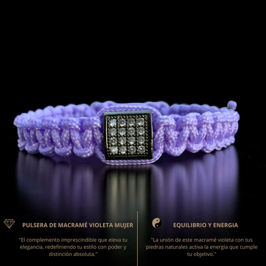 Pulsera violeta MACRAMÉ CIRCONITA para mujer