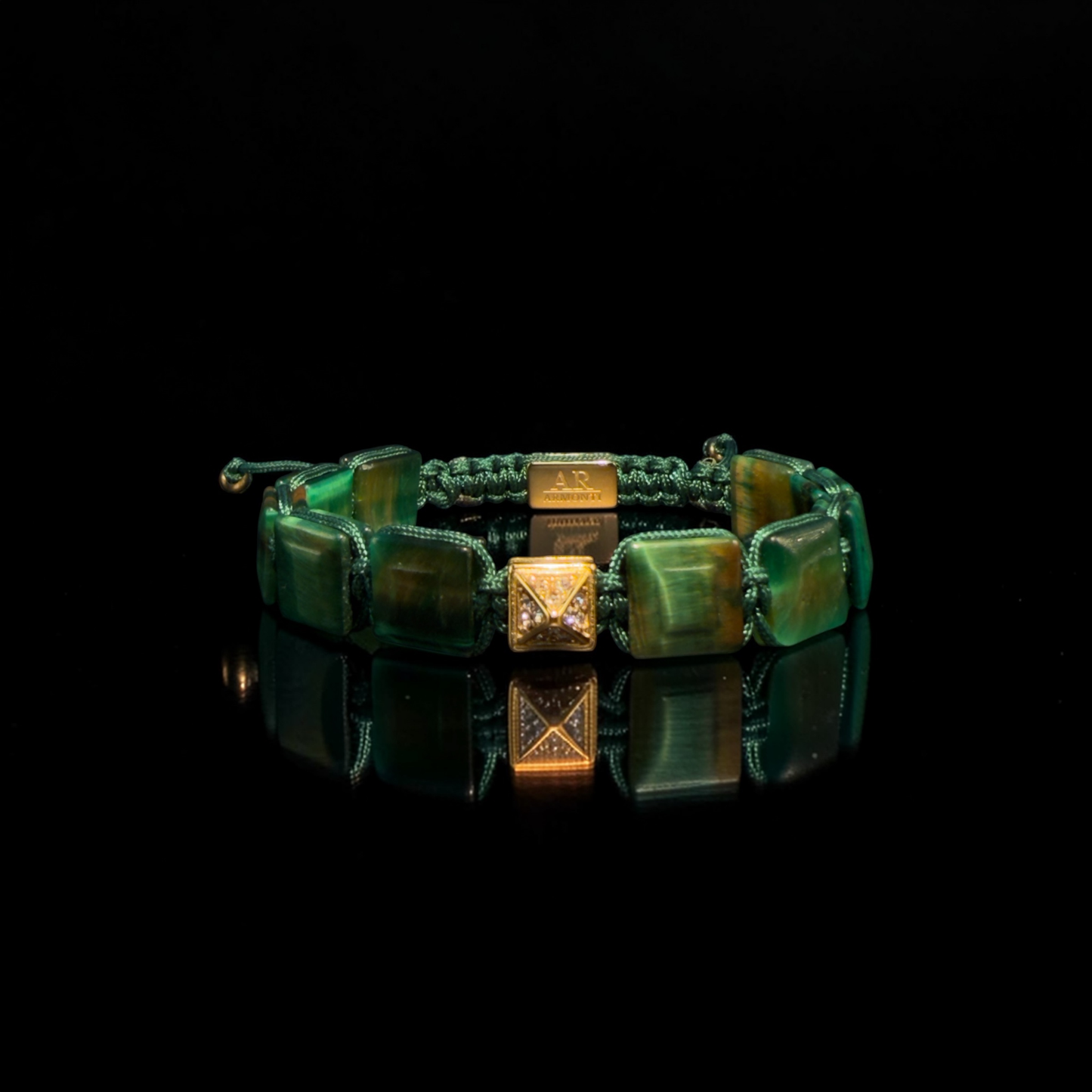 GREEN TIGER'S EYE and GREY MACRAMÉ women's gift set