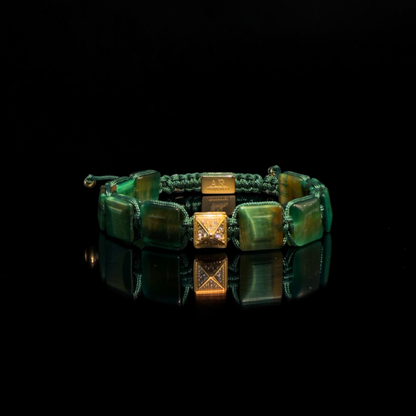 GREEN TIGER'S EYE and GREY MACRAMÉ women's gift set