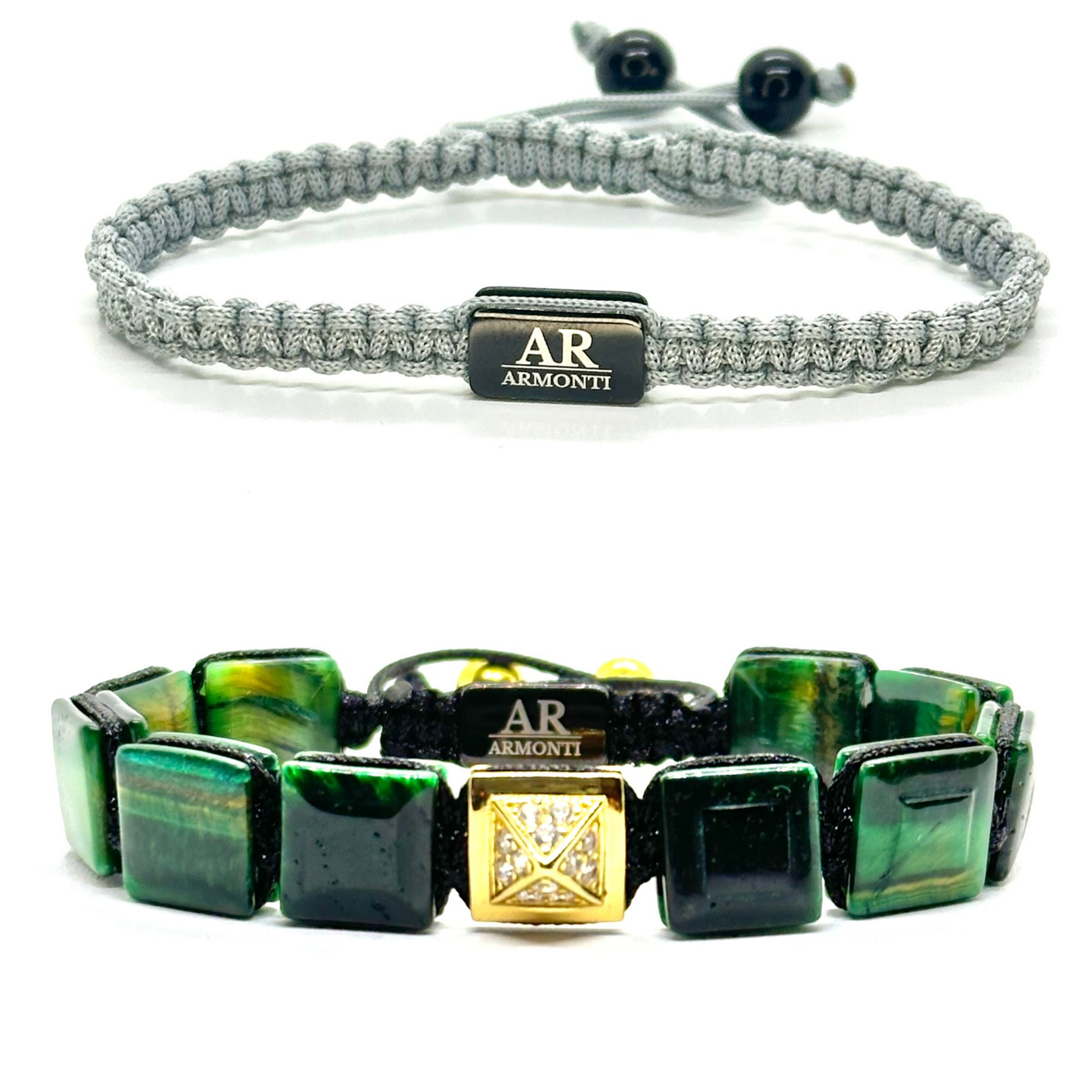 Set Artesanal de Pulseras de Ojo de Tigre Verde y Macramé para Mujer | Elegancia y Energía Natural | ARMONTI