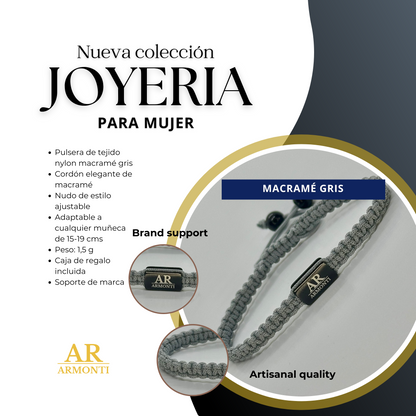 set de regalo OJO DE TIGRE VERDE y MACRAMÉ gris mujer set de regalo