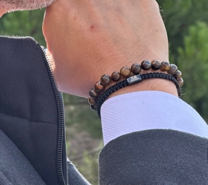 Pulsera de piedra redonda OJO DE TIGRE para hombre