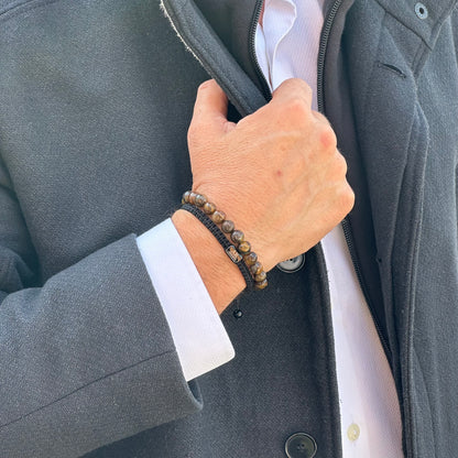 Pulsera de piedra redonda OJO DE TIGRE para hombre