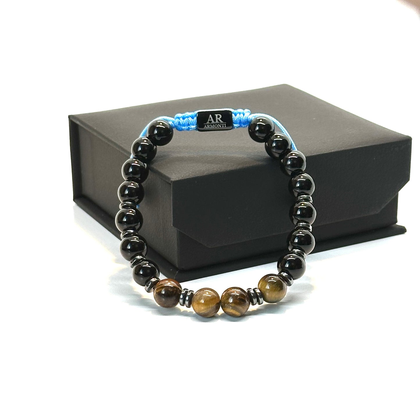 Pulsera ONIX con OJO DE TIGRE y HEMATITA mujer