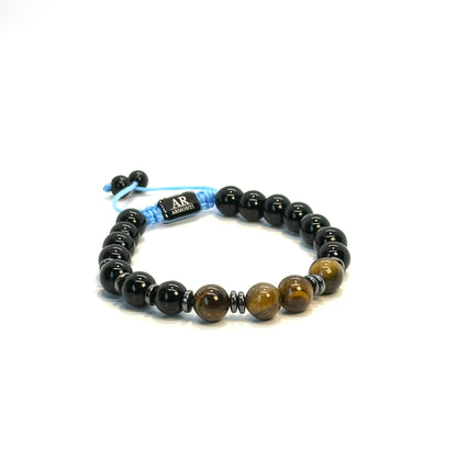 Pulsera ONIX con OJO DE TIGRE y HEMATITA mujer