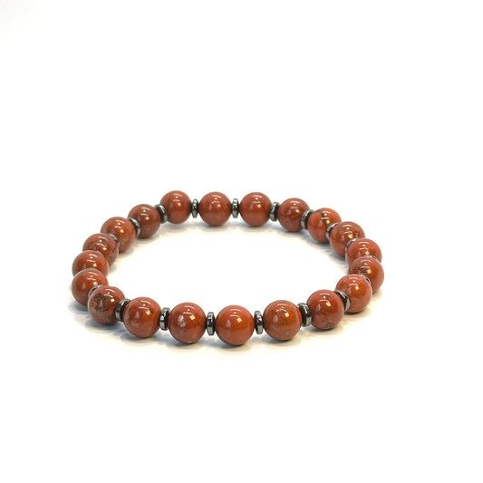 Pulsera JASPE ROJO y HEMATITA mujer