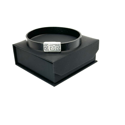 Pulsera Armonti | Joyería Artesanal para hombre | cuero italiano natural plano y plata | cuero plano y plata