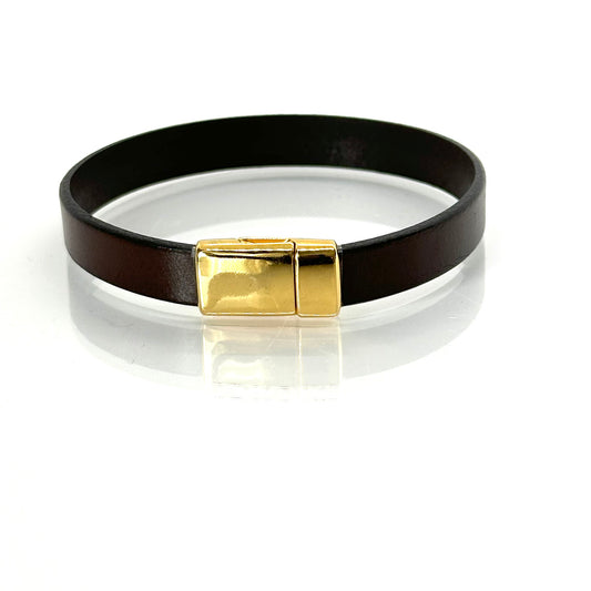 Pulsera CUERO Marrón ITALIANO hombre de primera calidad