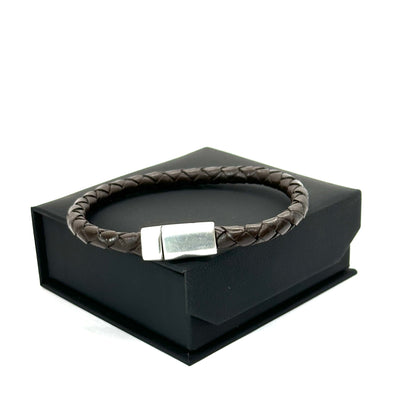 Pulsera Armonti | Joyería Artesanal para hombre | cuero italiano natural trenzado y plata&nbsp;| cuero trenzado y plata