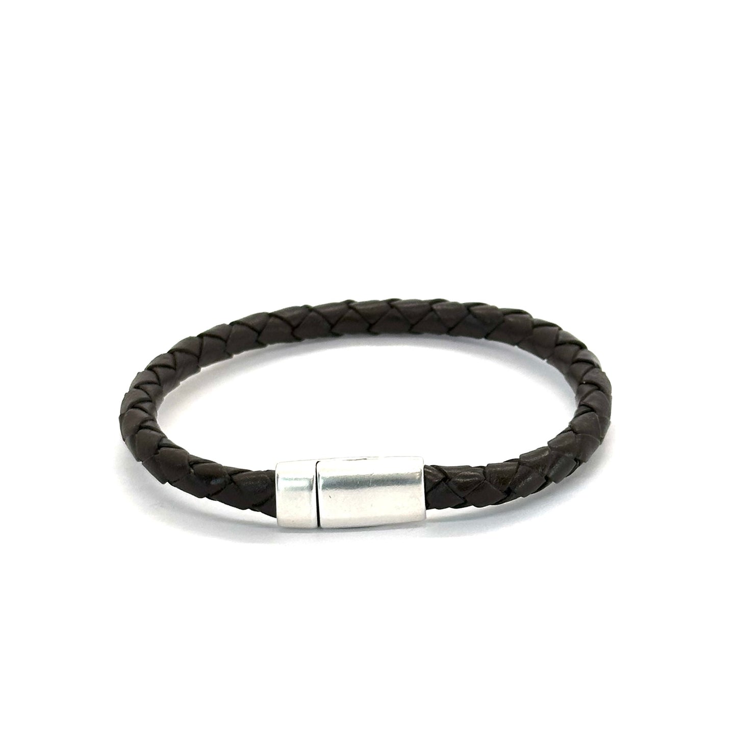 Pulsera Armonti | Joyería Artesanal para hombre | cuero italiano natural trenzado y plata&nbsp;| cuero trenzado y plata
