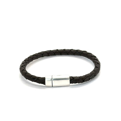Pulsera Armonti | Joyería Artesanal para hombre | cuero italiano natural trenzado y plata&nbsp;| cuero trenzado y plata