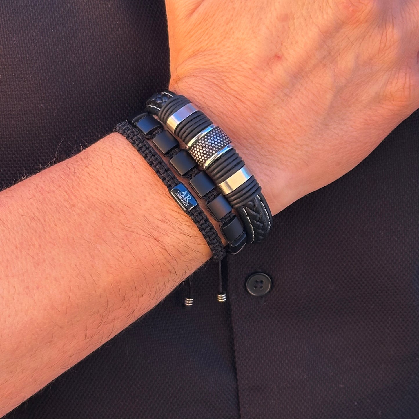 Renegade flat stitched leather bracelet by Armonti