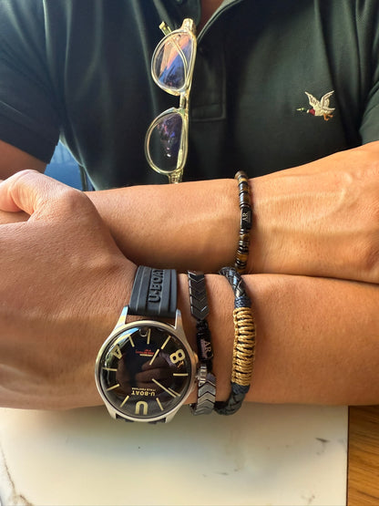 Pulsera Armonti para Hombre | Cuero Italiano Trenzado y Plata 925 | Artesanía con Carácter