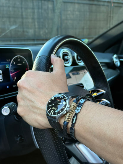 Pulsera Armonti para Hombre | Cuero Italiano Trenzado y Plata 925 | Artesanía con Carácter