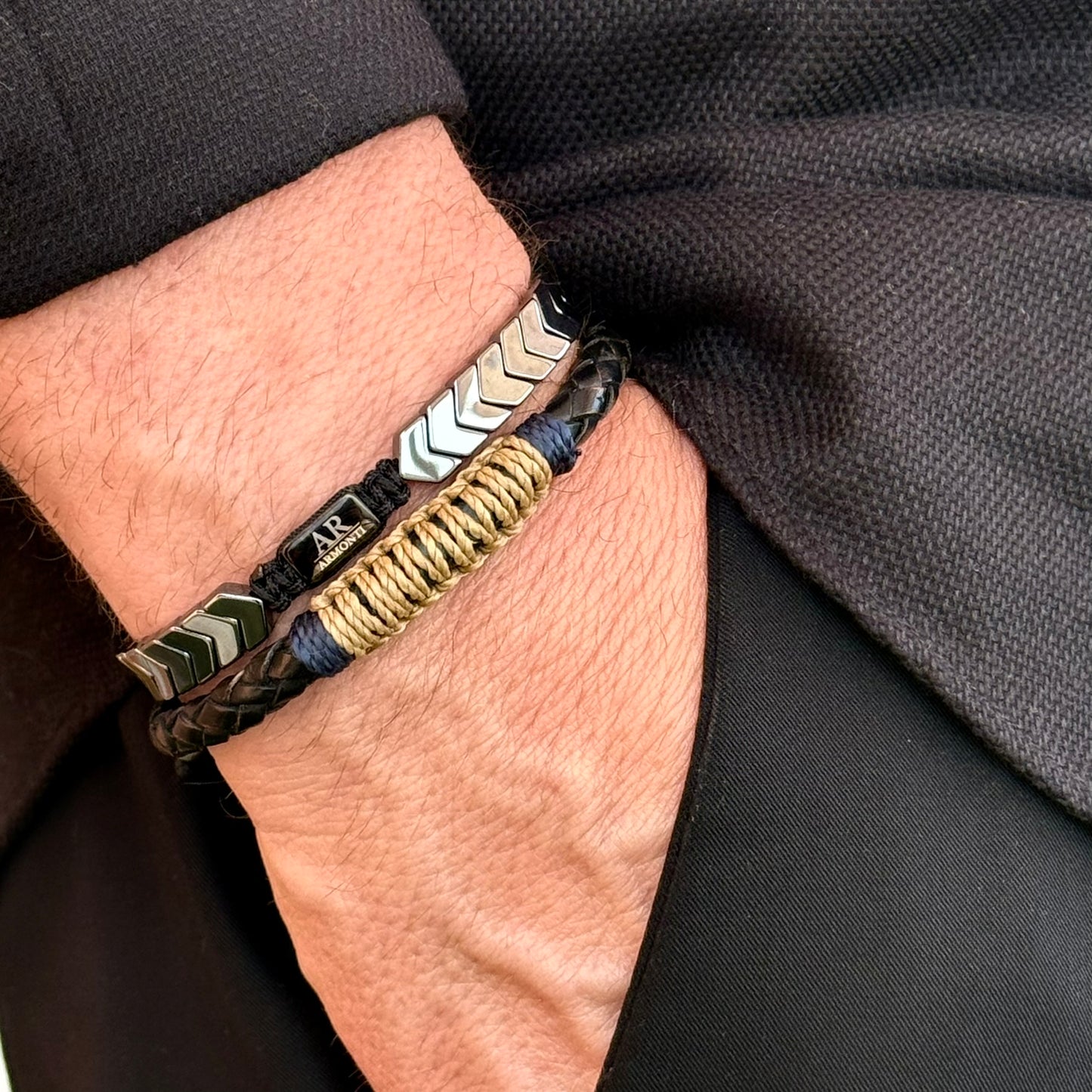 Pulsera Armonti para Hombre | Cuero Italiano Trenzado y Plata 925 | Artesanía con Carácter