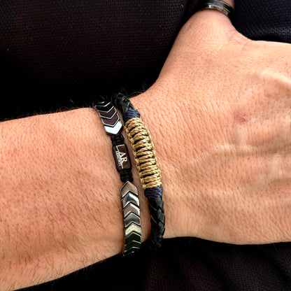 Pulsera Armonti para Hombre | Cuero Italiano Trenzado y Plata 925 | Artesanía con Carácter