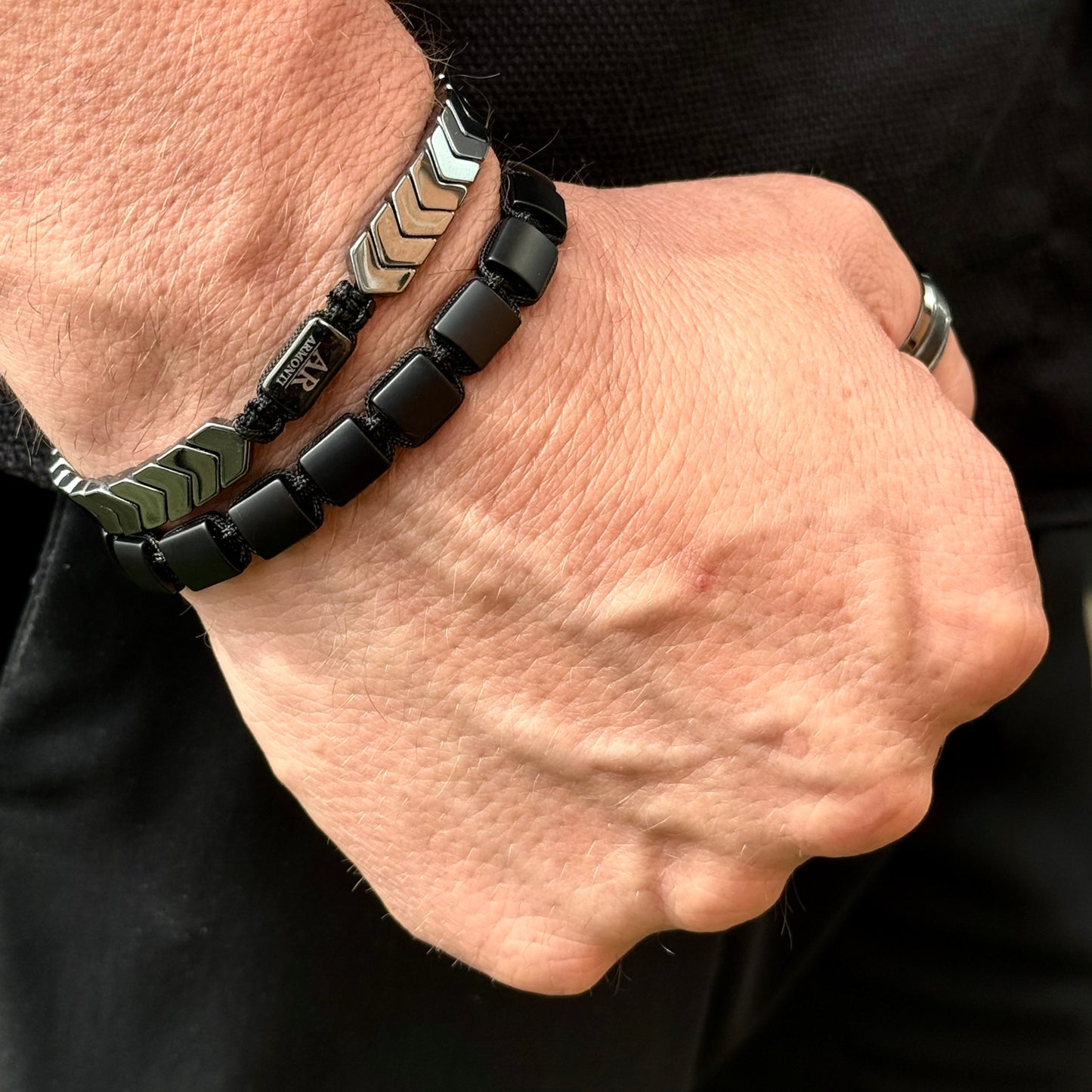 Pulsera piedra plana ÓNIX MATTE hombre de ARMONTI
