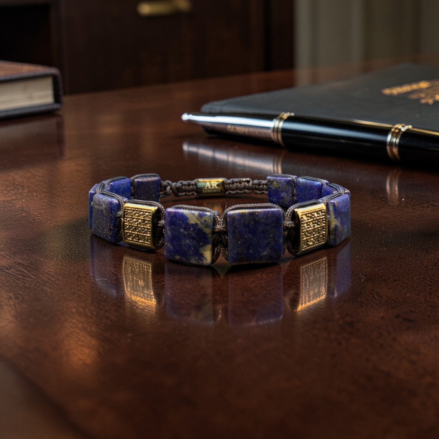 Men's Lapis Lazuli Flat Stone Bracelet
