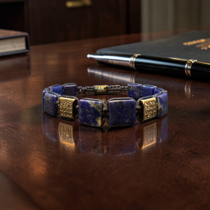 Men's Lapis Lazuli Flat Stone Bracelet
