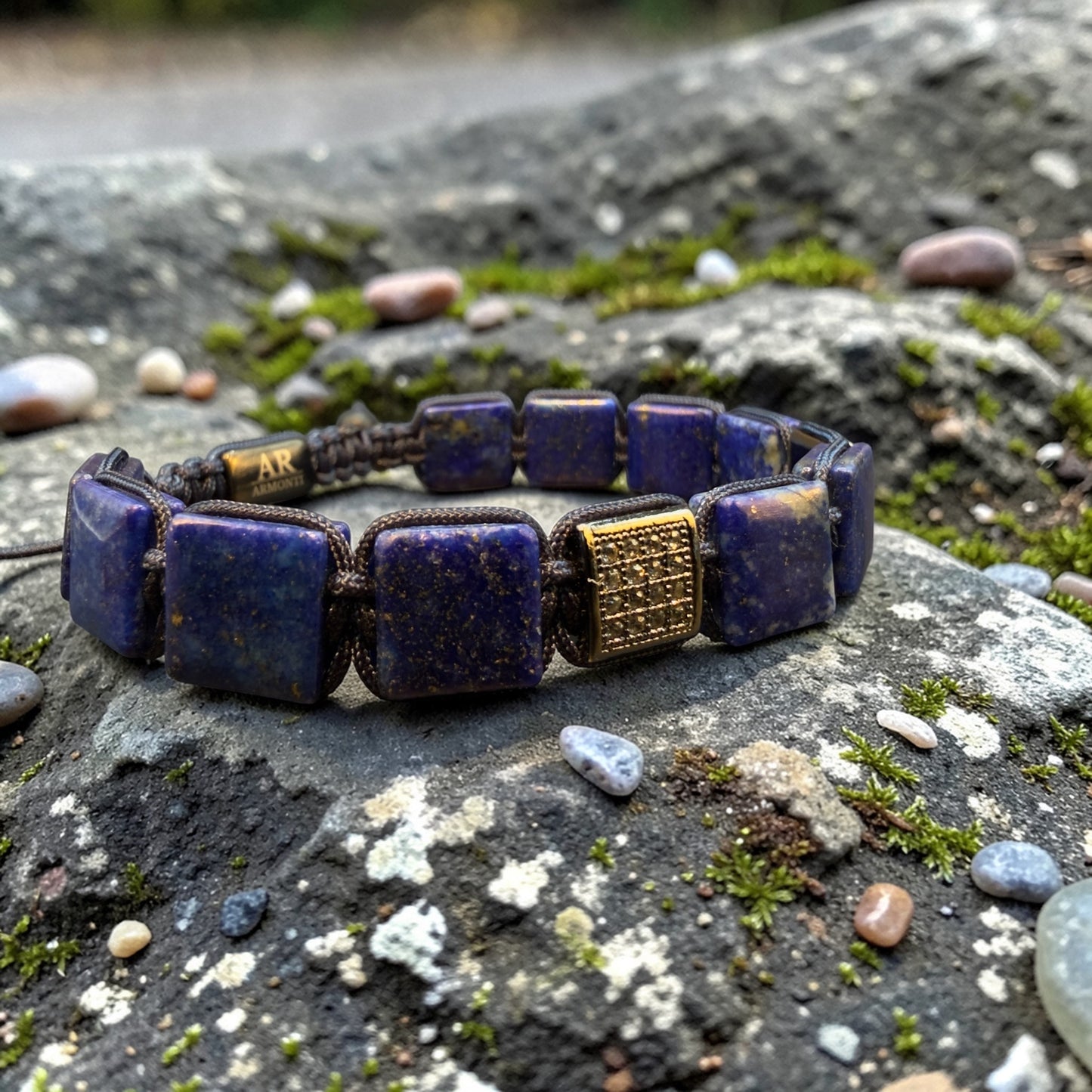 Men's Lapis Lazuli Flat Stone Bracelet