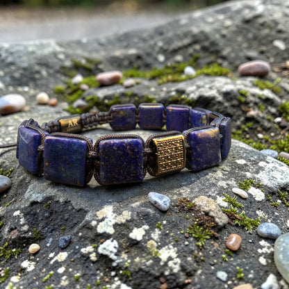 Men's Lapis Lazuli Flat Stone Bracelet