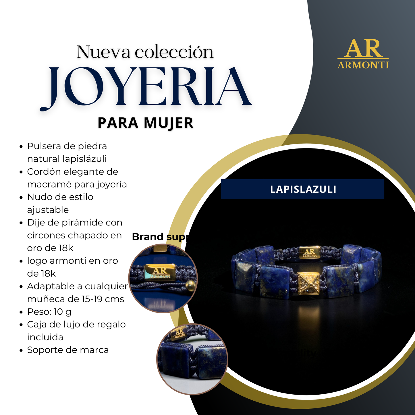 Pulsera lapislázuli mujer