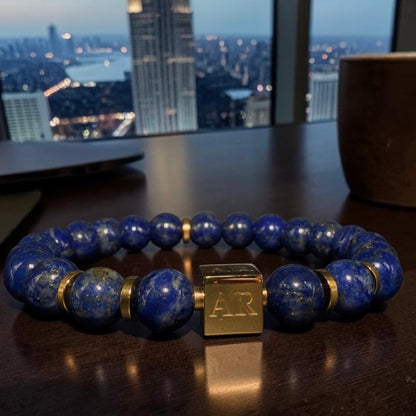 Pulsera lapislázuli 8mm hombre