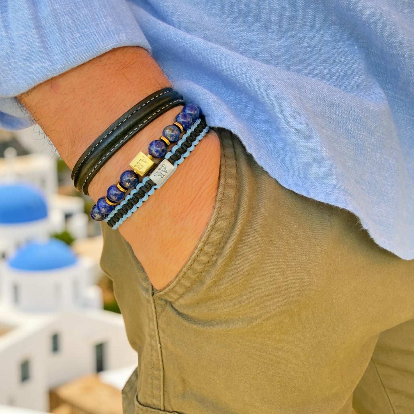 Pulsera lapislázuli 8mm hombre