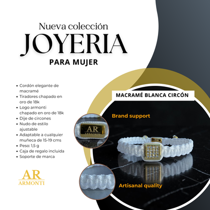 Pulsera blanca MACRAMÉ CIRCONITA para mujer
