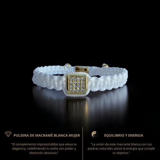 Pulsera blanca MACRAMÉ CIRCONITA para mujer