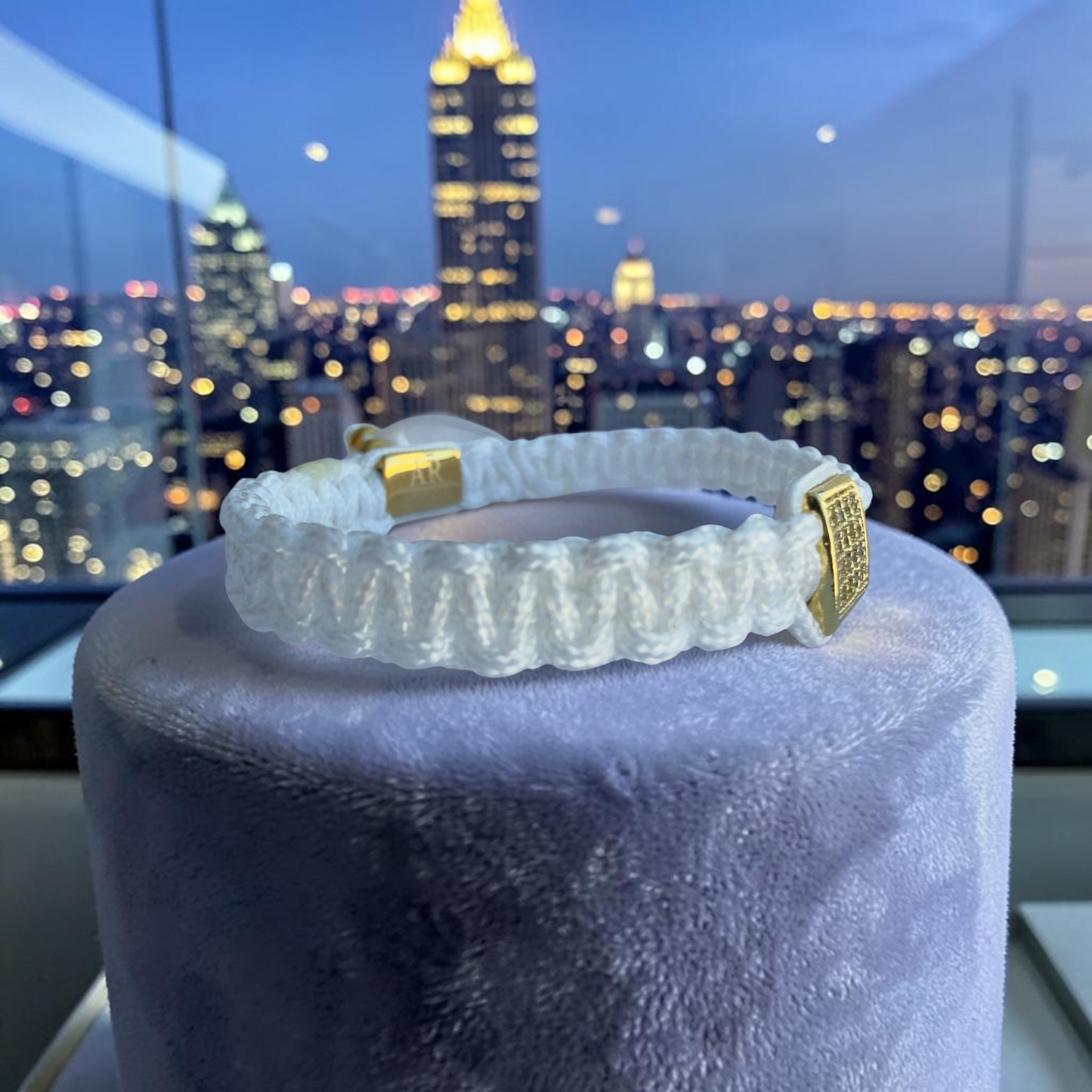 Pulsera blanca MACRAMÉ CIRCONITA para mujer
