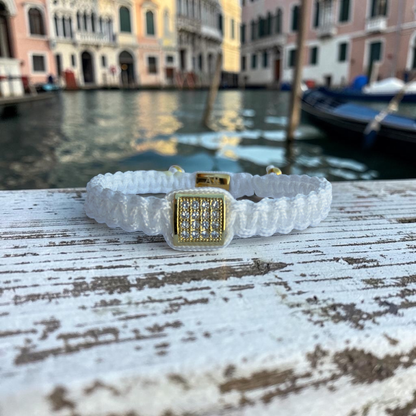 Pulsera blanca MACRAMÉ CIRCONITA para mujer