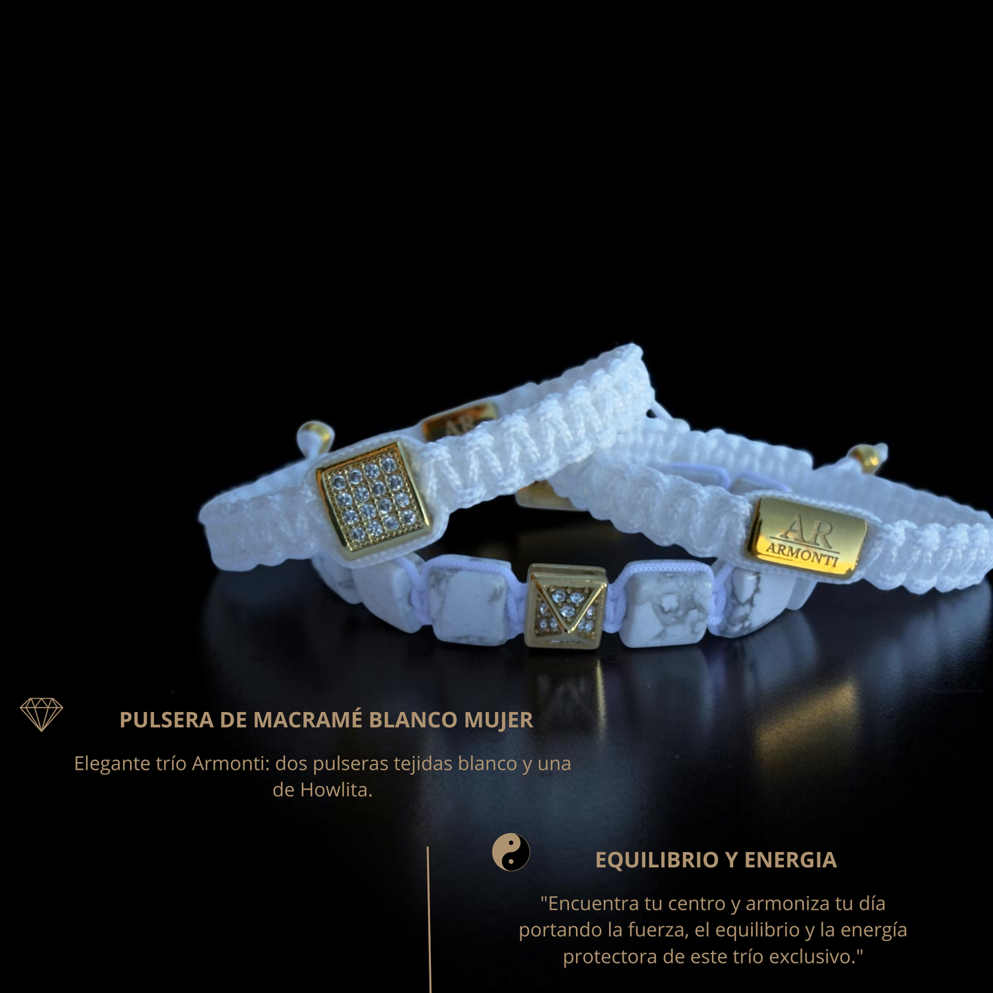 Pulsera blanca MACRAMÉ CIRCONITA para mujer