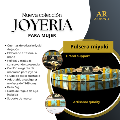Turquoise blue MIYUKI bead bracelet for women