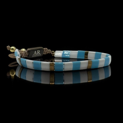 Pulsera miyuki japón mujer azul claro y blanco mujer