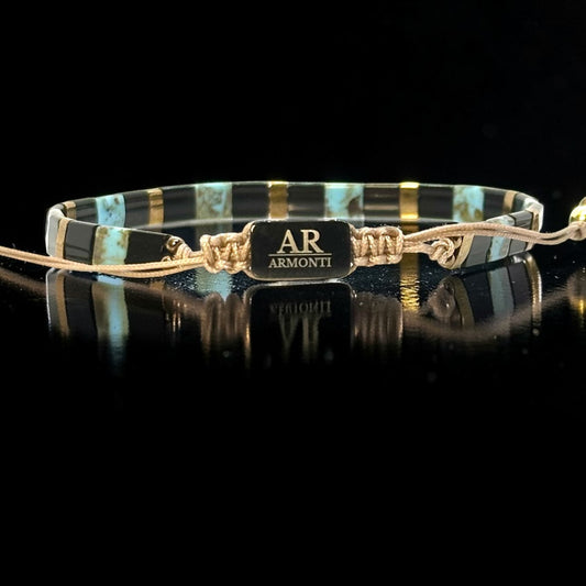 Pulsera de cuentas MIYUKI japón negro turquesa para MUJER