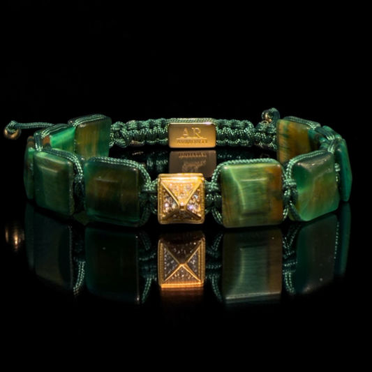 Pulsera de Ojo de Tigre Verde para Mujer