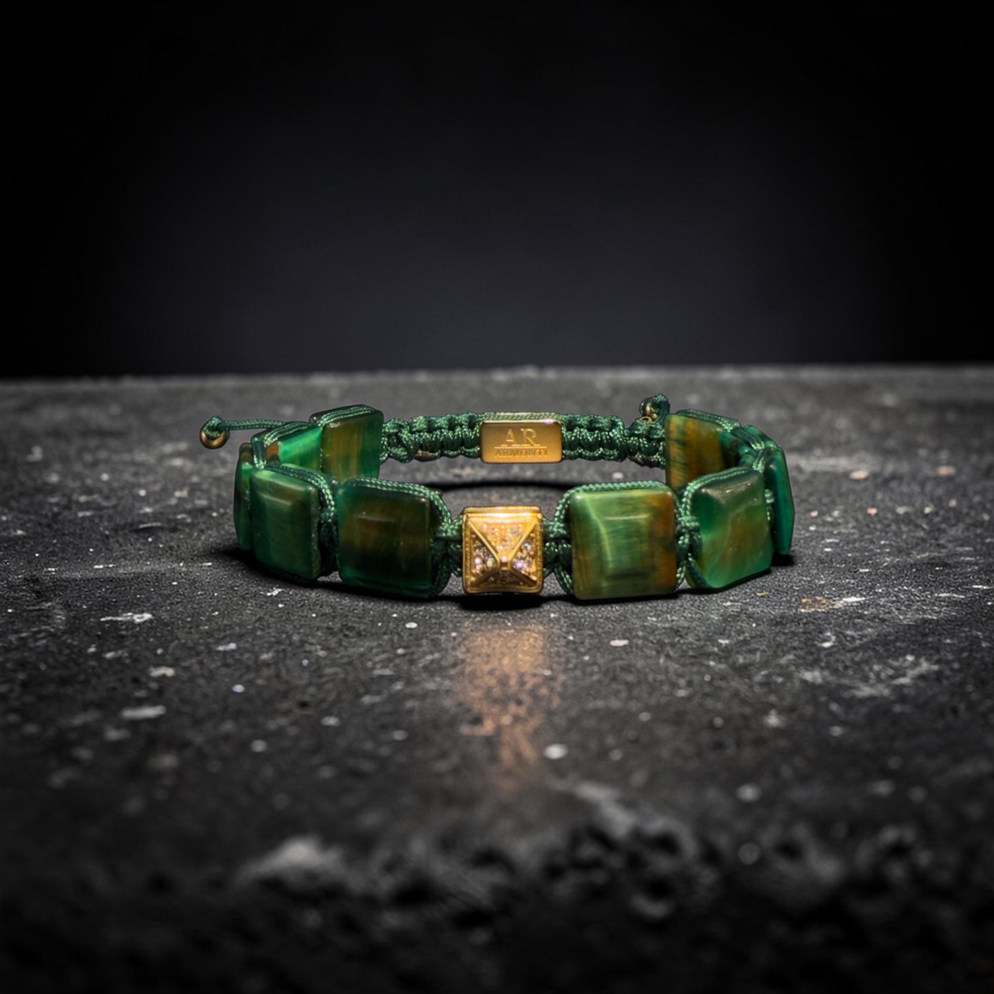 Green tiger's eye FLAT STONE bracelet for women
