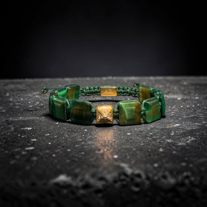 Green tiger's eye FLAT STONE bracelet for women