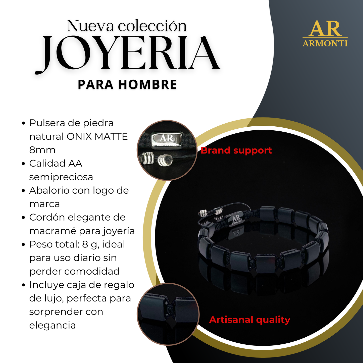 Men's Matte Onyx Bracelet by ARMONTI