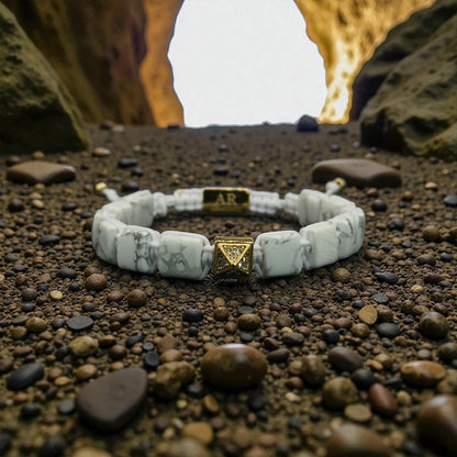 White howlite bracelet with FLAT STONES for women